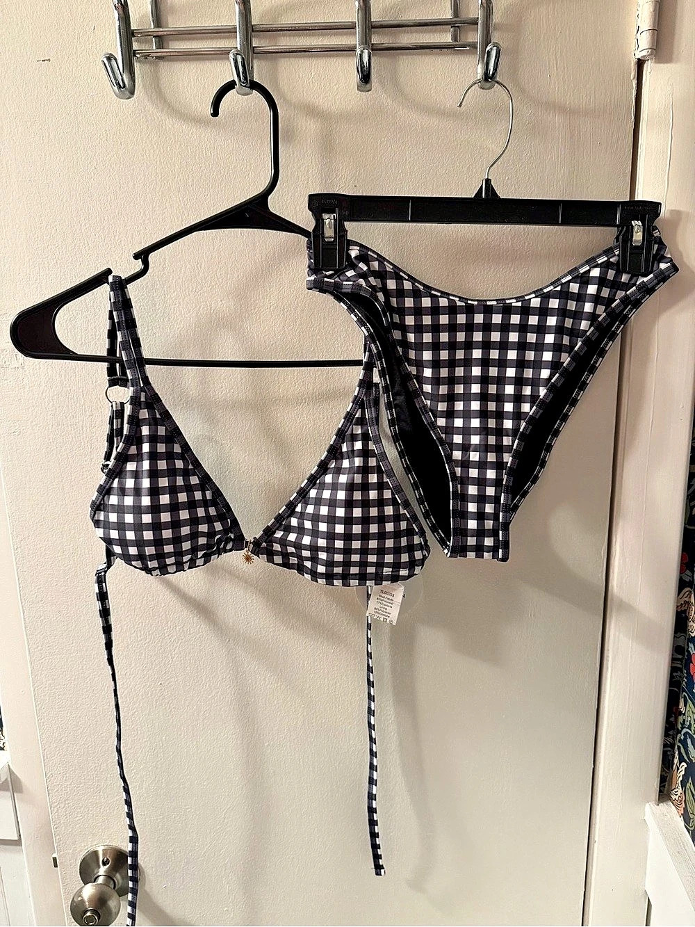 Anrabess Gingham Bikini Set in Black & White Size Small NWT
